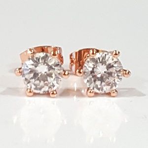 Rose-Gold Simulated Diamond Stud Earrings